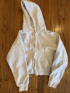 Abercrombie & Fitch Heather Gray Sherpa-Lined Zip Hoodie